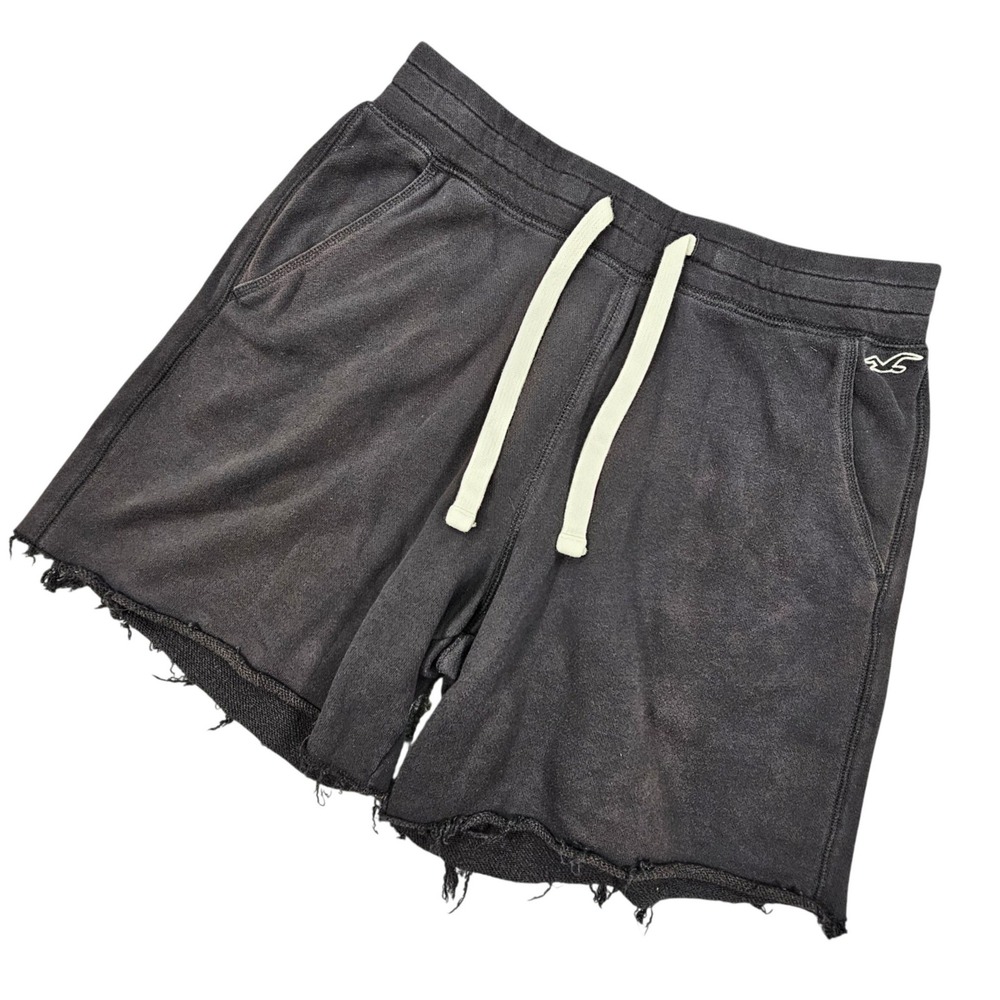 Hollister Must-Have Sweat Shorts XS Faded Black French Terry Raw Hem Drawstring